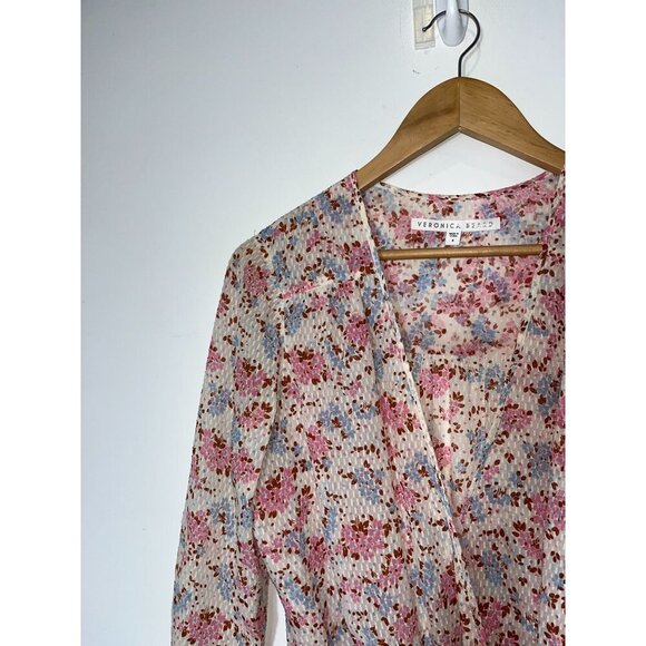Veronica‎ Beard Sean White multi color floral silk ruched dress size 4 - Picture 5 of 10